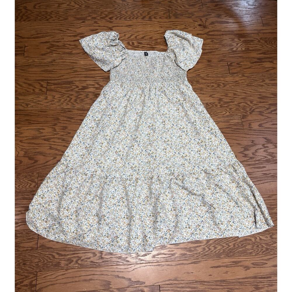 Shein Women's Rometta Plus Size Ditsy Floral Maxi Dress w/ Cinched Waist, Sz 2XL